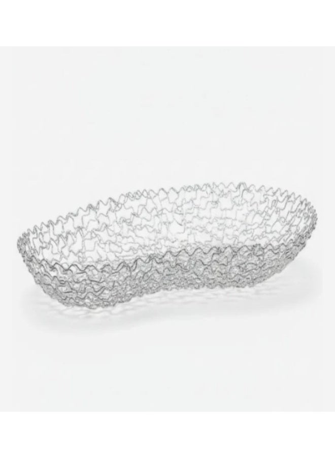 AKDC Stainless Steel Mesh Fruit Basket – Silver Finish, 28 × 17 × 5 cm Storage Basket - Image 1
